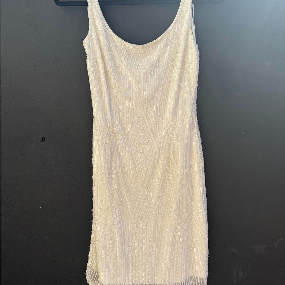 Adrianna Papell Ivory Beaded Mini Dress